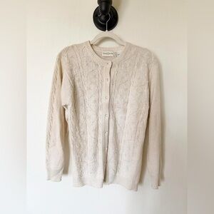 Vintage Floral Beaded Ivory Girly Cardigan Sweater